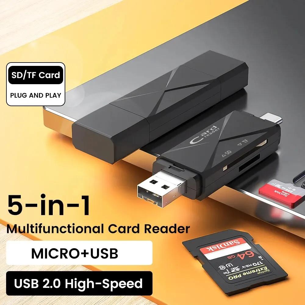 5 in 1 ٱ USB 2.0 ī ǵ, C Ÿ, ũ USB, Tf, Sd ÷ ̺, ޸ ī ǵ , PC ƮϿ